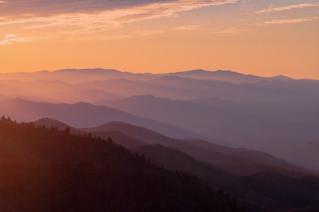 great smoky mountains at sunset